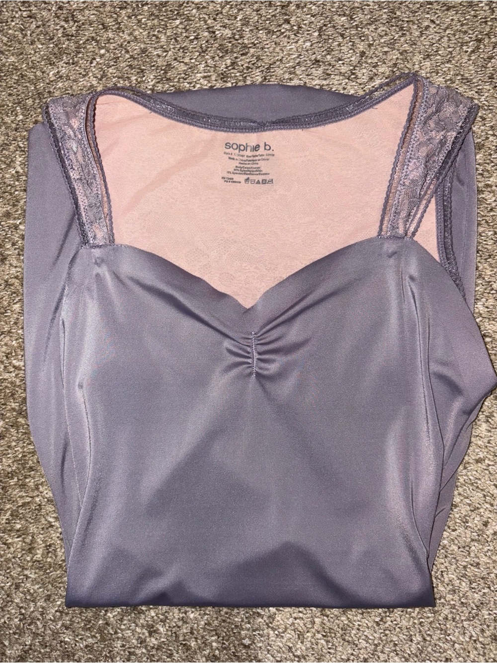 sophie b. lavender-gray Satin Lace-Trim Camisole Slip Dress